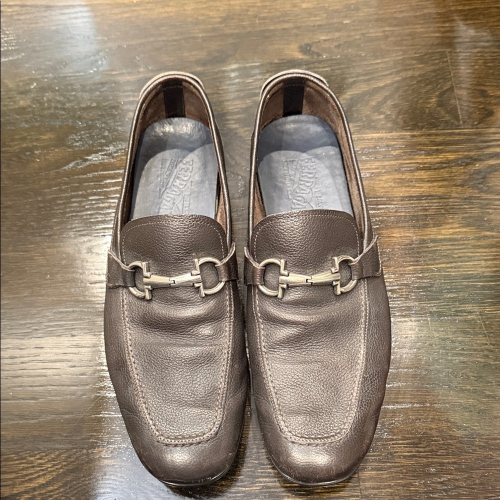 Salvatore Ferragamo Dark Brown Leather Loafers
